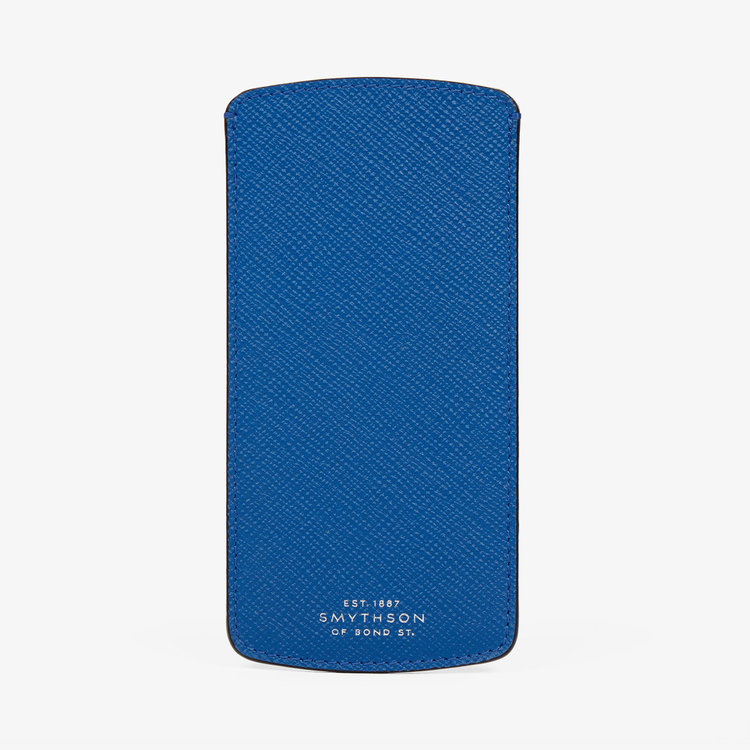 Smythson Panama Leopard Opt Glasses Case CERULEAN