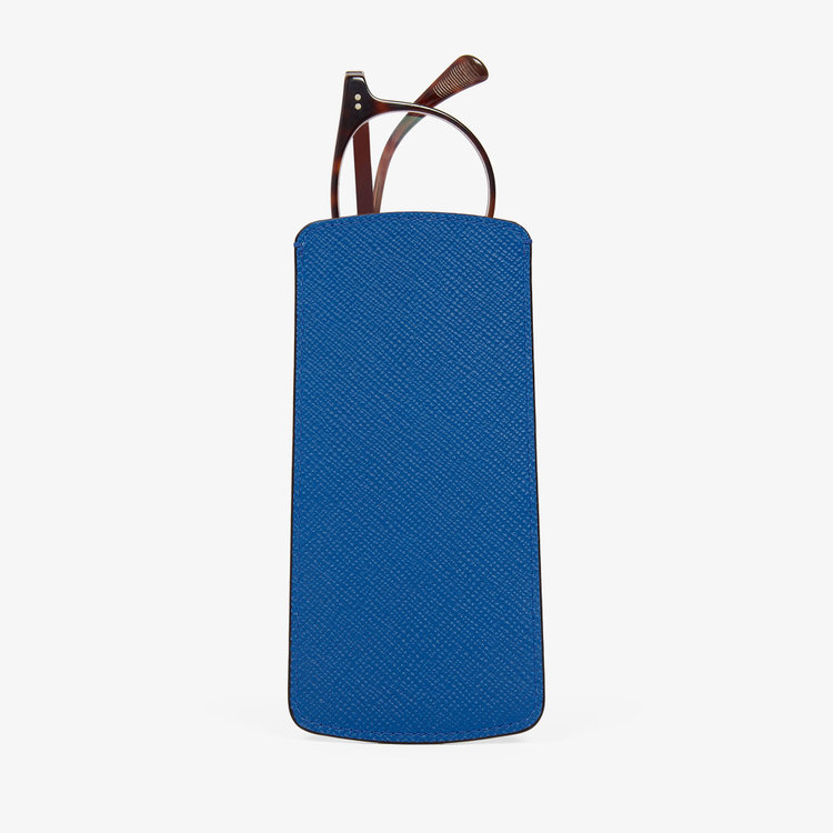 Smythson Panama Glasses Case CERULEAN