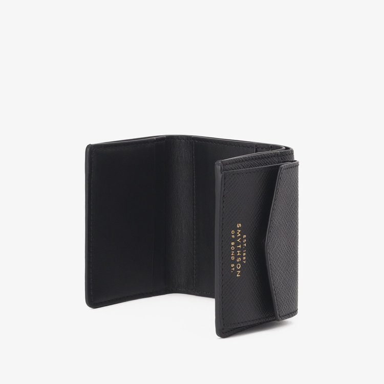 Smythson Panama Small Trifold Purse BLACK