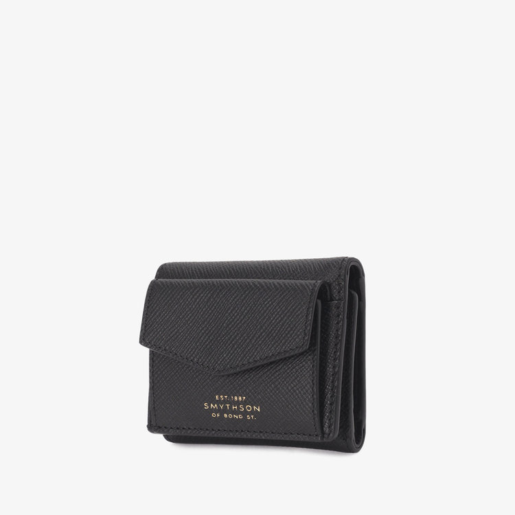 Smythson Panama Small Trifold Purse BLACK