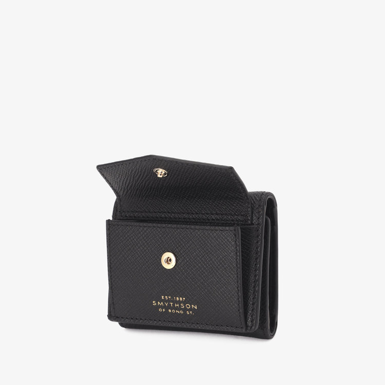 Smythson Panama Small Trifold Purse BLACK