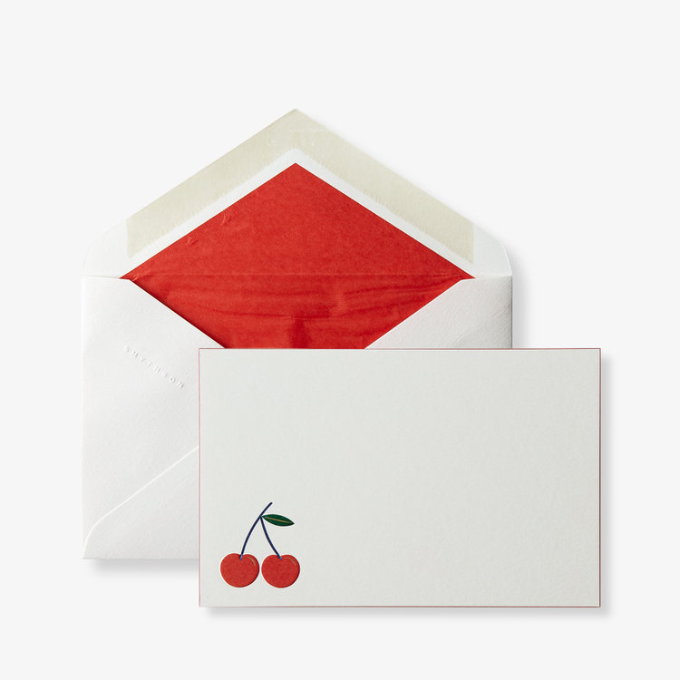 Smythson Smythson Charm Cherry 10 Card Set WHITE WOVE