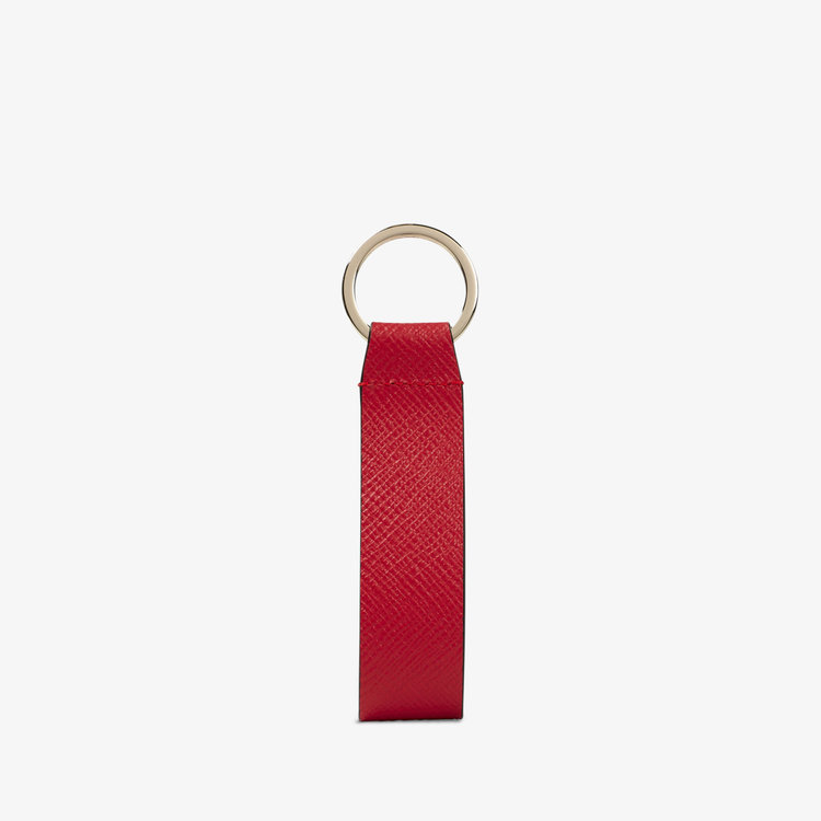 Smythson Panama Keyring Withleather Strap SCARLET RED
