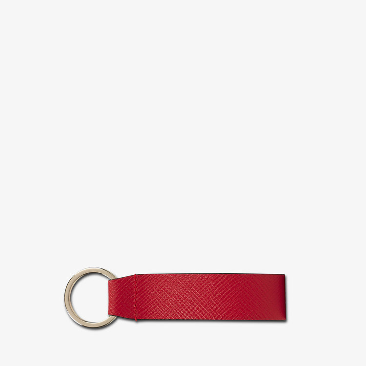 Smythson Panama Keyring Withleather Strap SCARLET RED