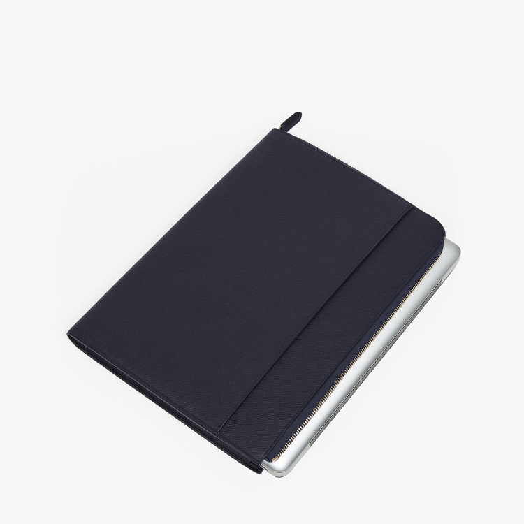 Smythson Panama Small Laptop Case NAVY