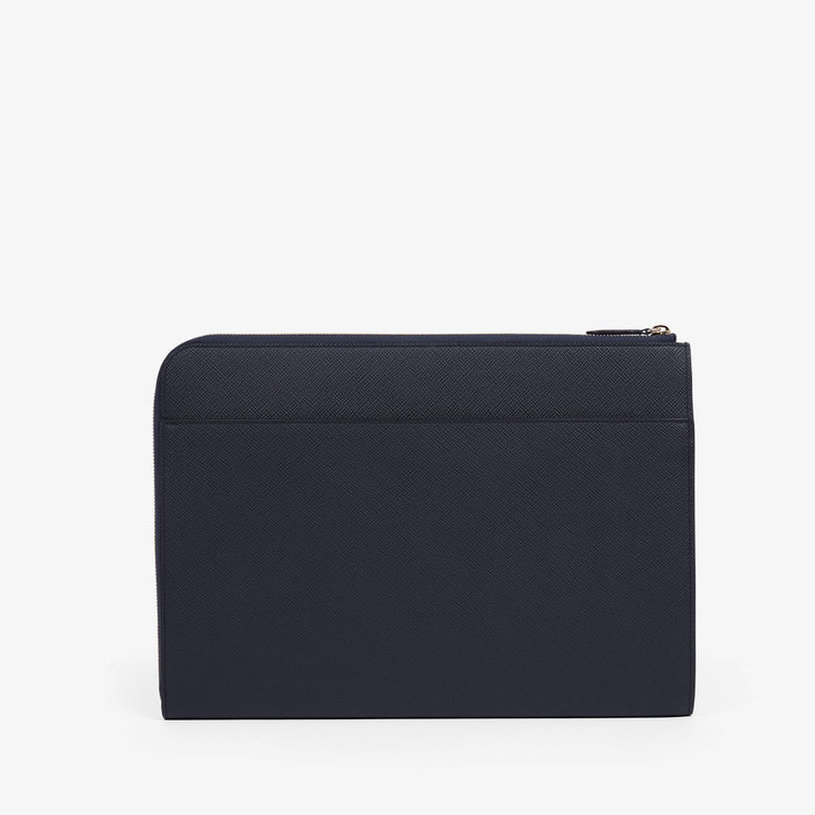 Smythson Panama Small Laptop Case NAVY