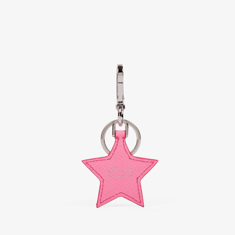 Smythson Panama Star Keyring FLAMINGO