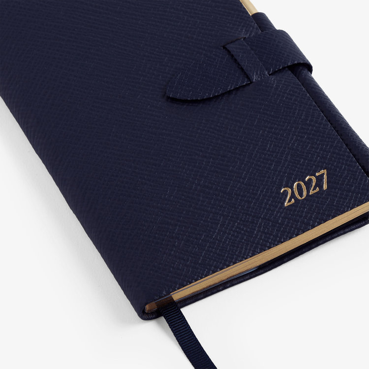 Smythson 【予約】2027 Panama Weekly Diary with Pencil in Pastegrain NAVY