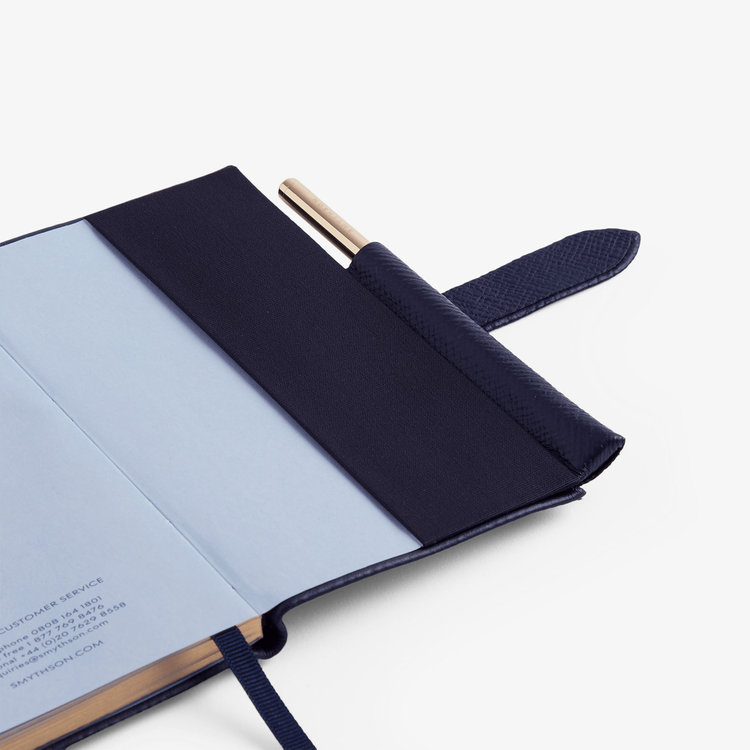 Smythson 【予約】2027 Panama Weekly Diary with Pencil in Pastegrain NAVY