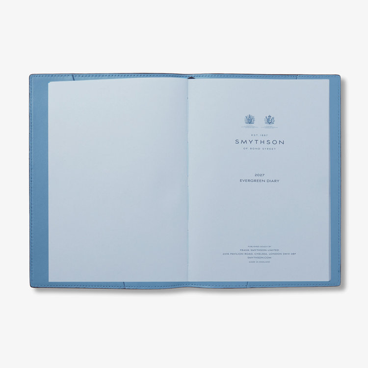 Smythson Evergreen Refillable Diary in Ludlow NILE BLUE