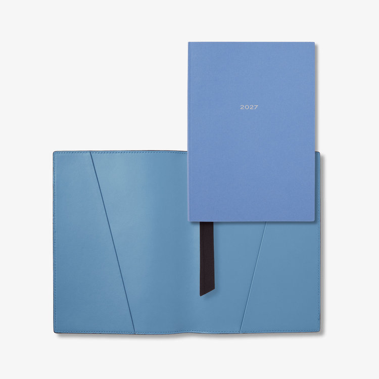 Smythson Evergreen Refillable Diary in Ludlow NILE BLUE