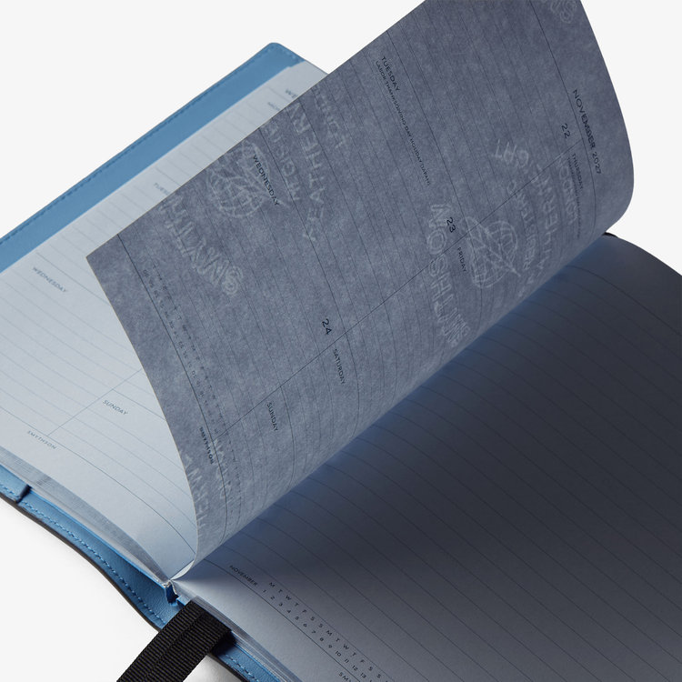 Smythson Evergreen Refillable Diary in Ludlow NILE BLUE