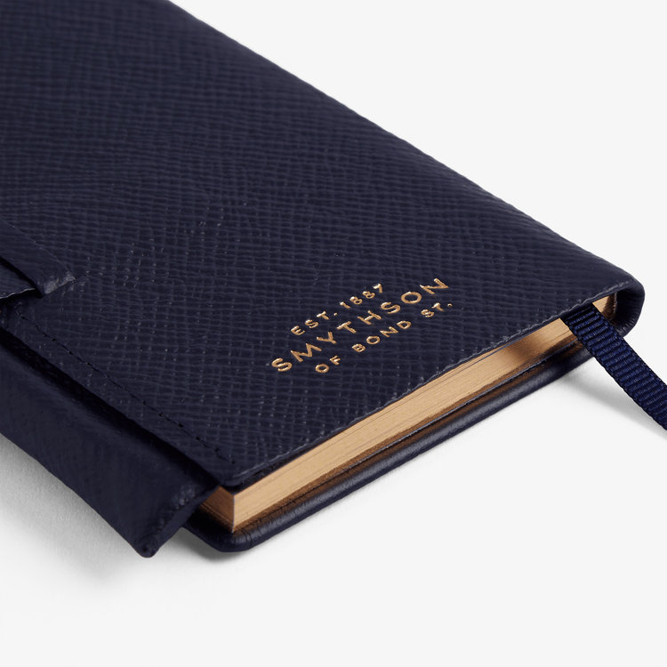 Smythson 2027 Wafer Weekly Diary with Pencil in Pastegrain NAVY