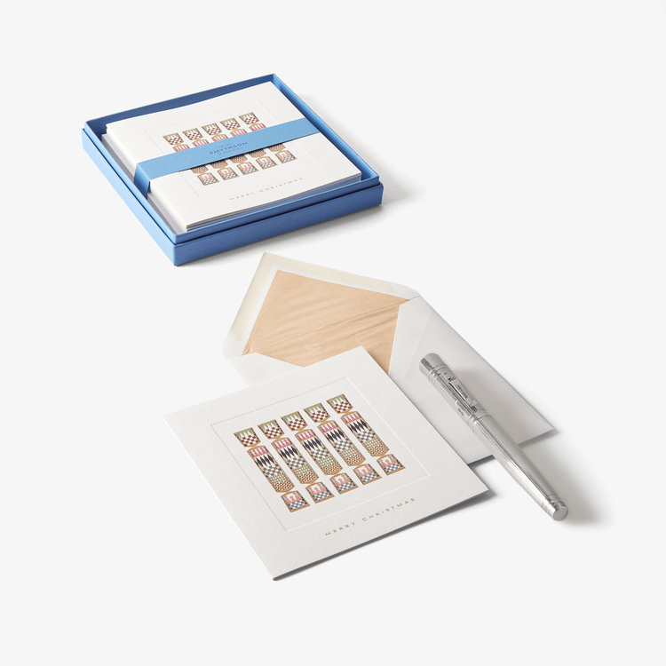 Smythson Crackers Christmas Card Set 10CE WHITE WOVE
