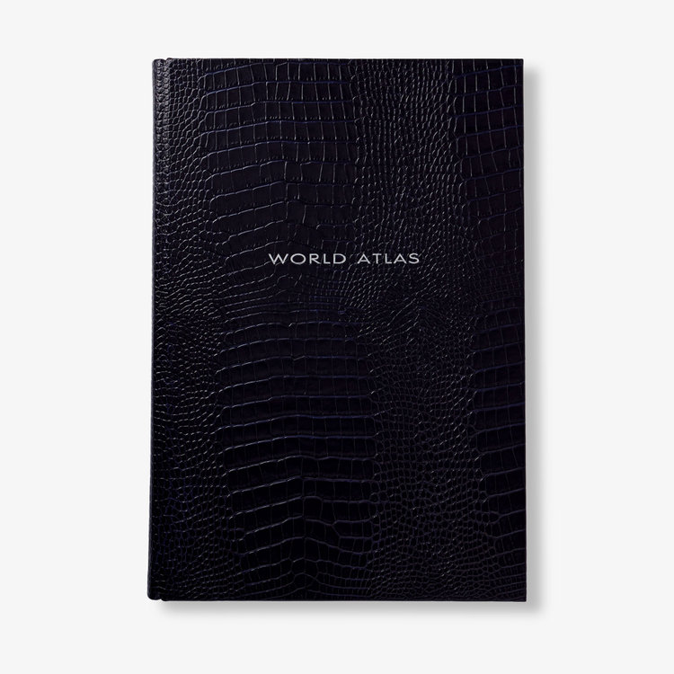 Smythson Mara World Atlas Large NAVY