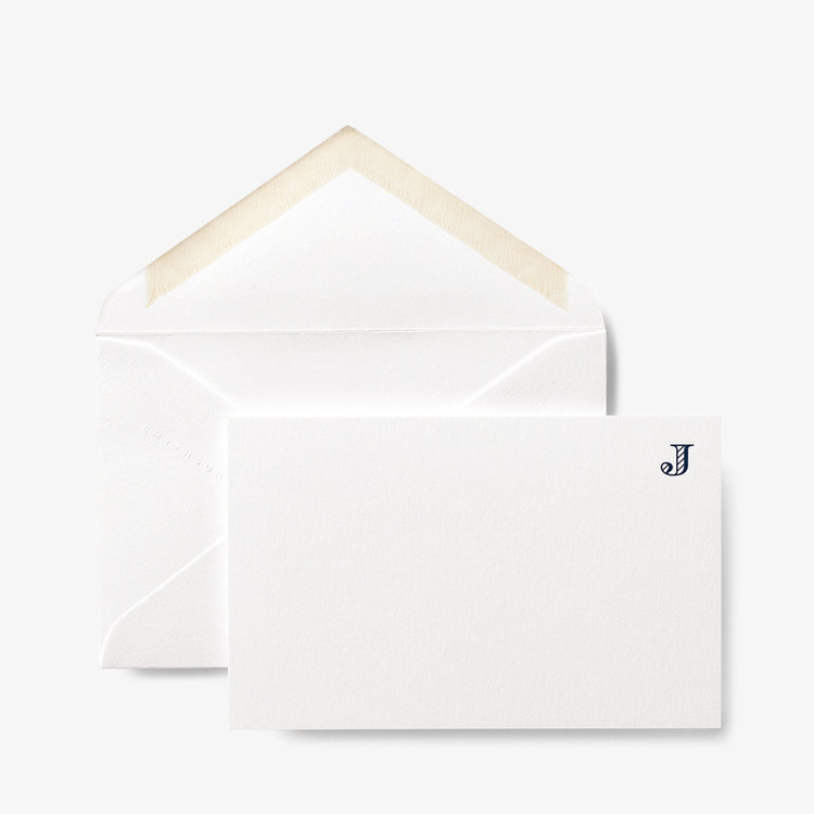 Smythson Initial J Alphabet 10 Card Set WHITE WOVE