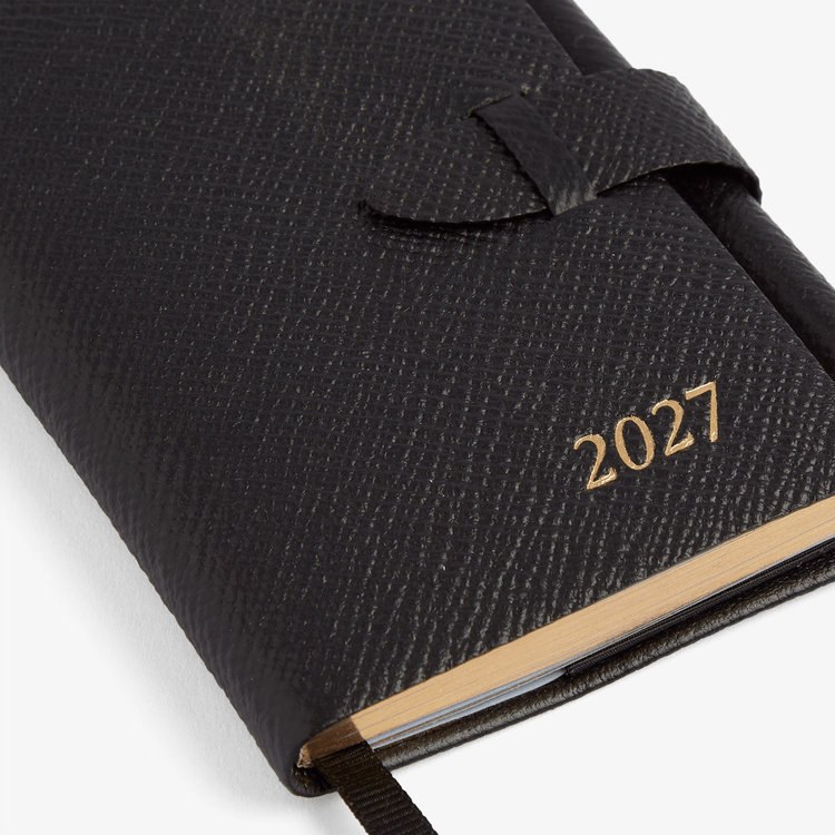 Smythson 【予約】2027 Wafer Weekly Diary with Pencil in Pastegrain BLACK