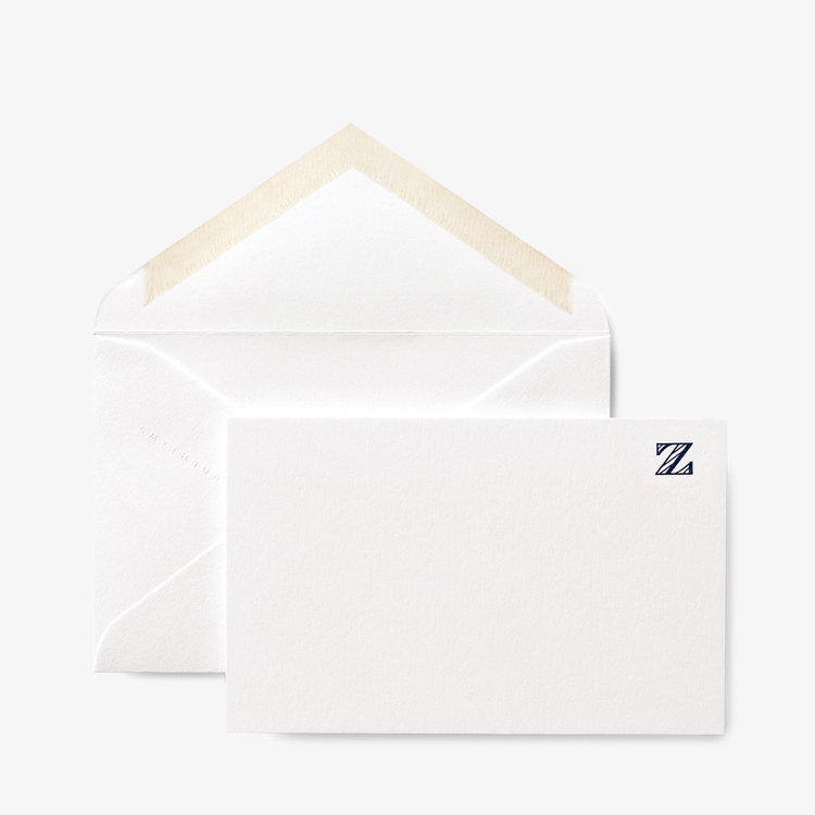 Smythson Initial Z Alphabet 10 Card Set WHITE WOVE