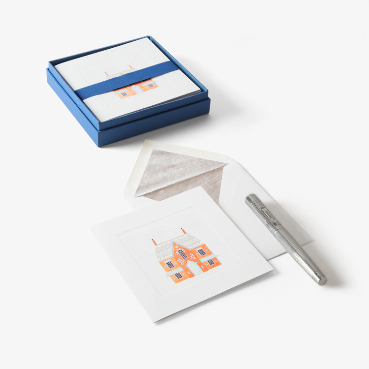 Smythson Christmas Gingerbread House 10CE WHITE WOVE