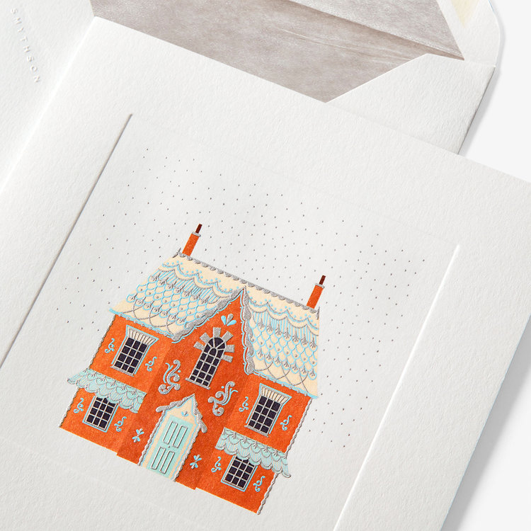 Smythson Christmas Gingerbread House 10CE WHITE WOVE