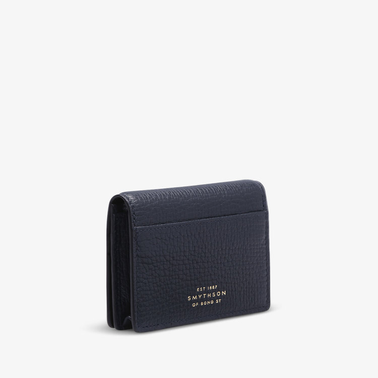 Smythson Ludlow Folded Card Case With Snap Closure  NAVY