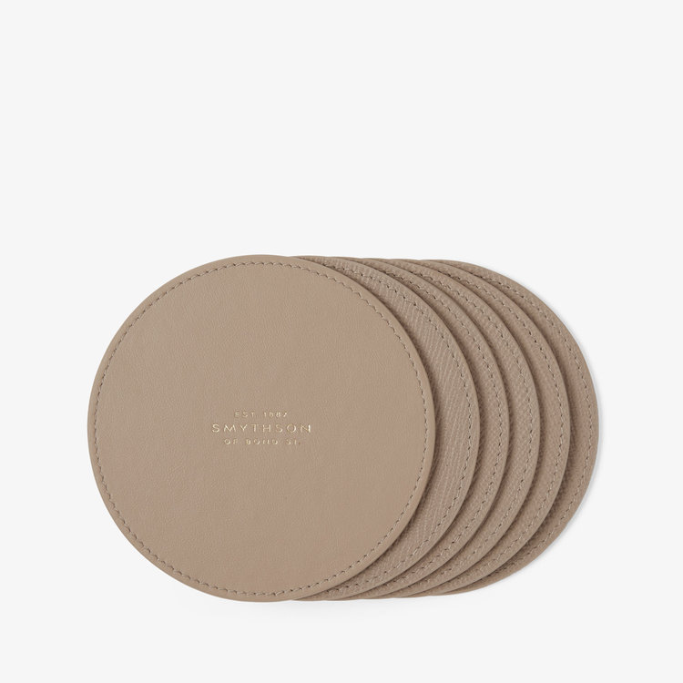 Smythson Panama Coaster Set SANDSTONE