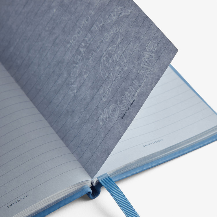 Smythson Pastegrain Panama Notebook NILE BLUE