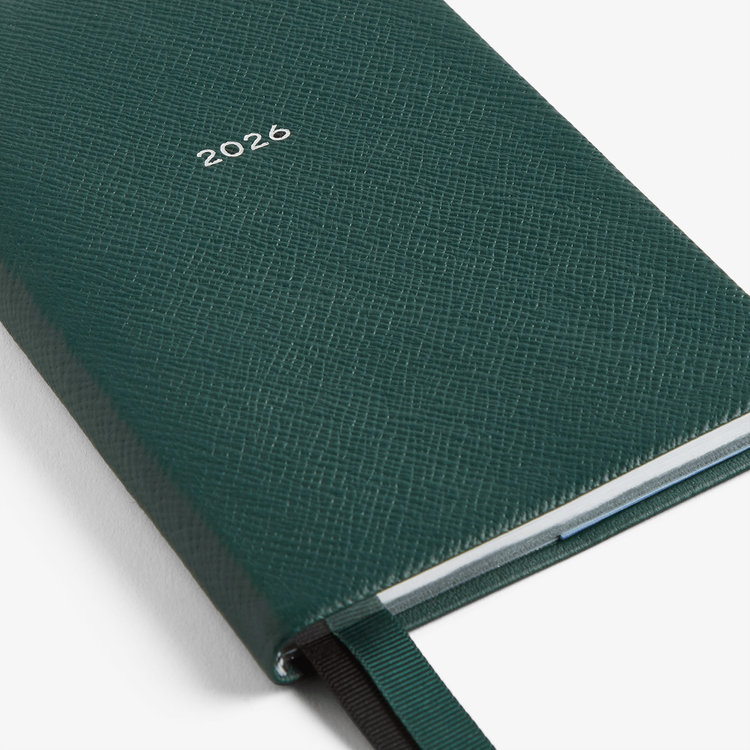 Smythson 【予約】2027 Chelsea Weekly Diary in Pastegrain FOREST GREEN