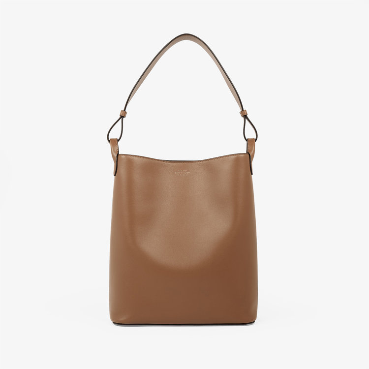 Smythson Milton Soft Shoulder Bag TRUFFLE