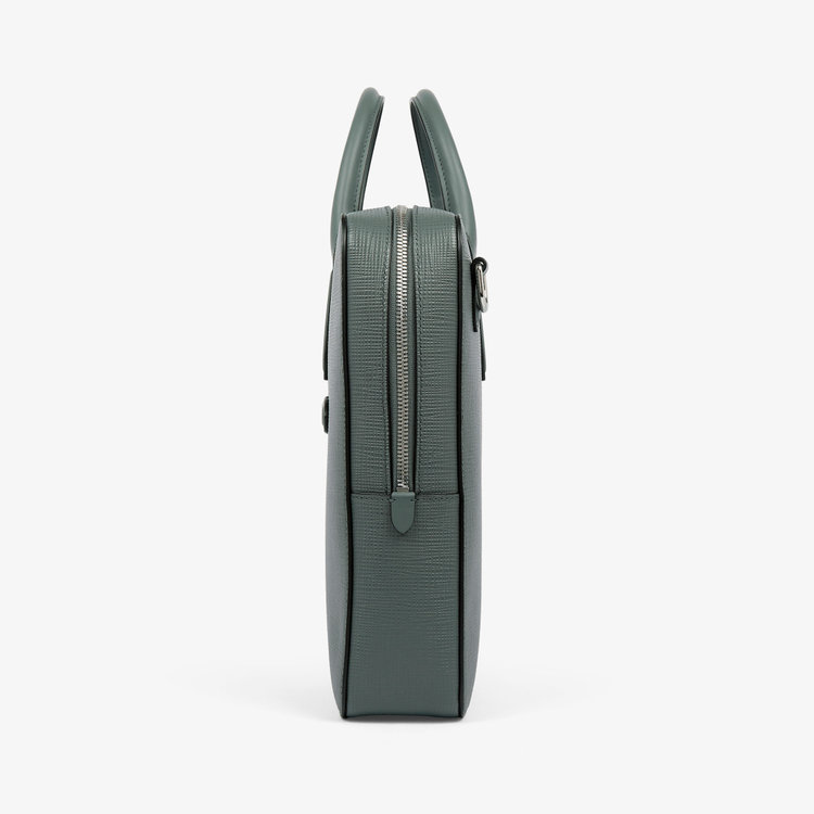Smythson Slim Lightweight Briefcase in Panama SLATE GREEN