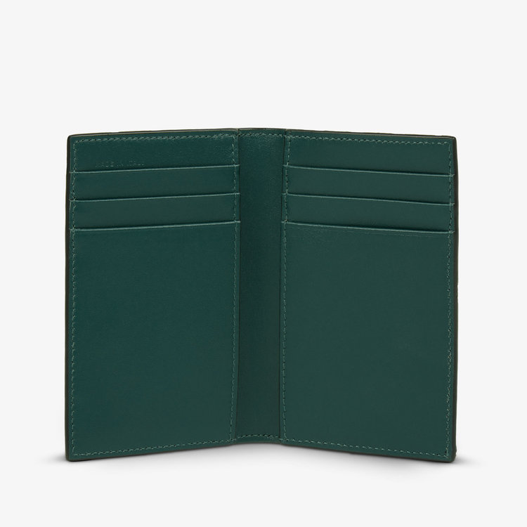 Smythson Panama 6CC Folded Card Holder FOREST GREEN
