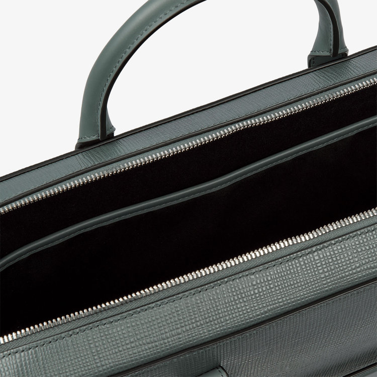 Smythson Slim Lightweight Briefcase in Panama SLATE GREEN