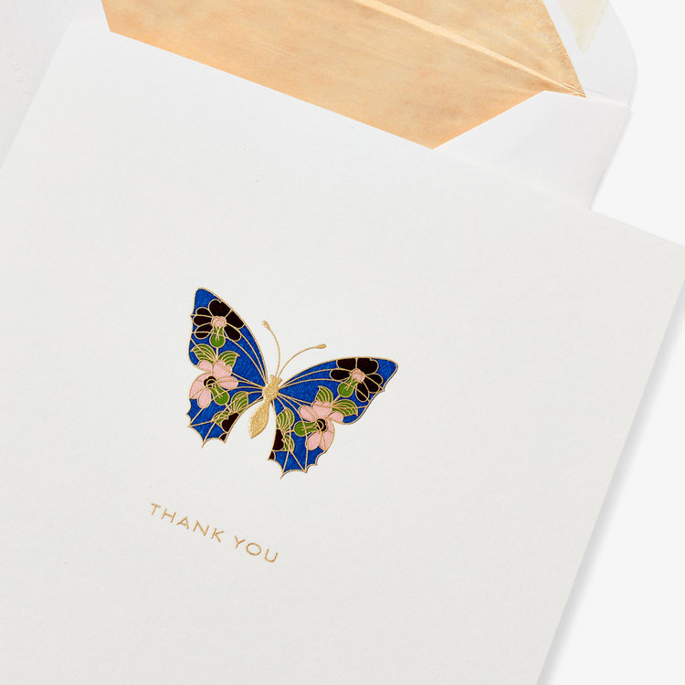 Smythson Thank You Imperial Butterfly Card WHITE WOVE