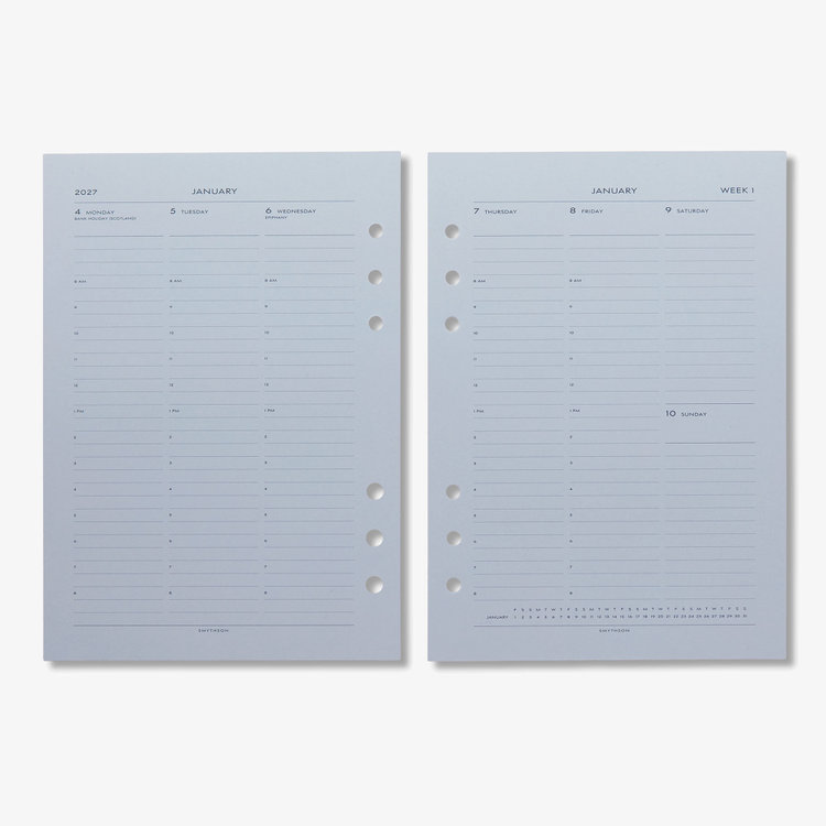 Smythson 2027 Dukes Diary Organiser Refill NILE BLUE