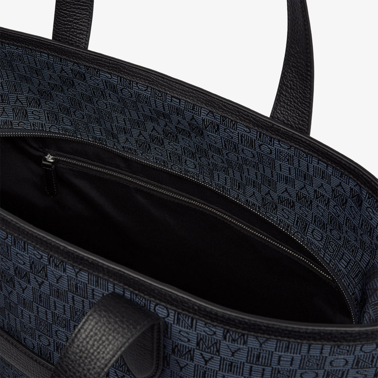 Smythson Tote Bag in Stamp Canvas NAVY