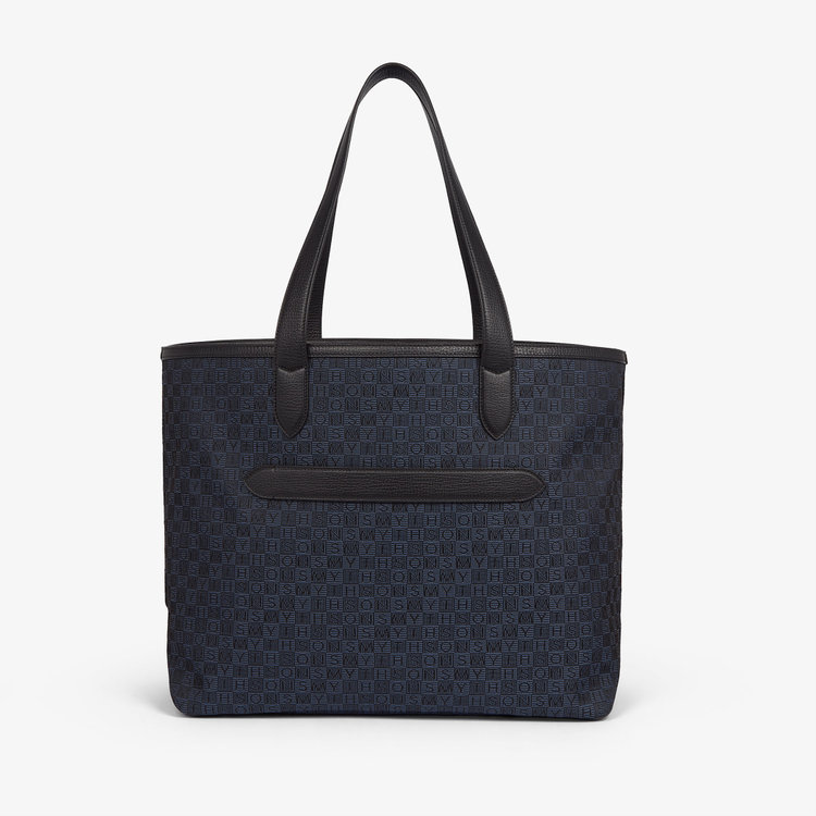 Smythson Tote Bag in Stamp Canvas NAVY