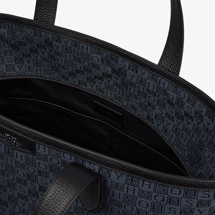 Smythson Tote Bag in Stamp Canvas NAVY