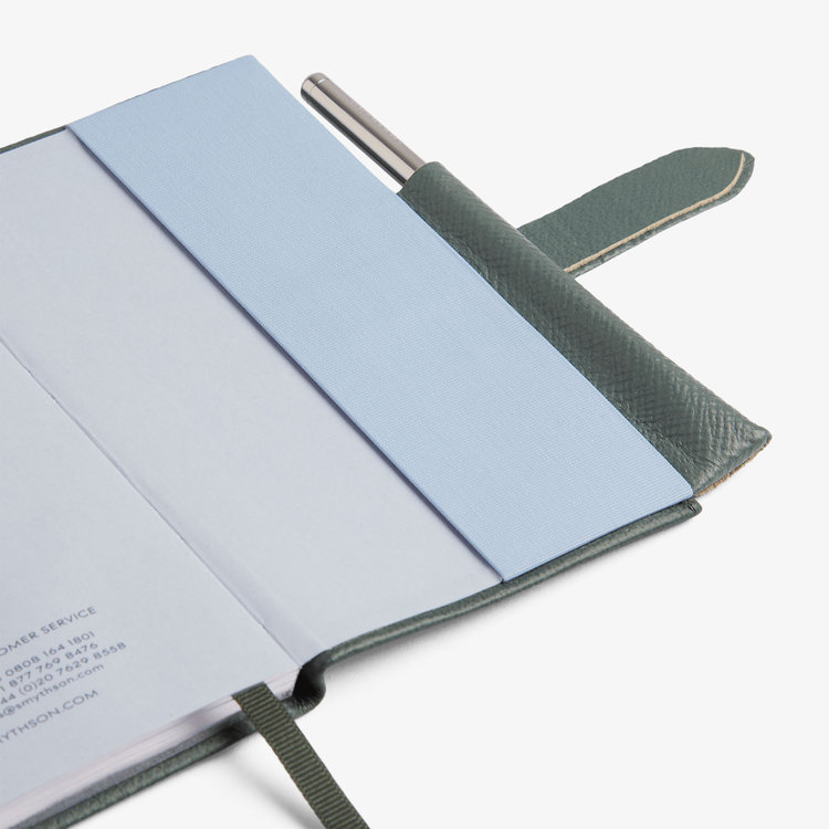 Smythson 2027 Panama Weekly Diary with Pencil in Pastegrain SLATE GREEN