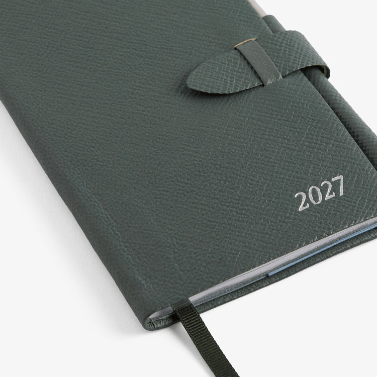 Smythson 2027 Panama Weekly Diary with Pencil in Pastegrain SLATE GREEN