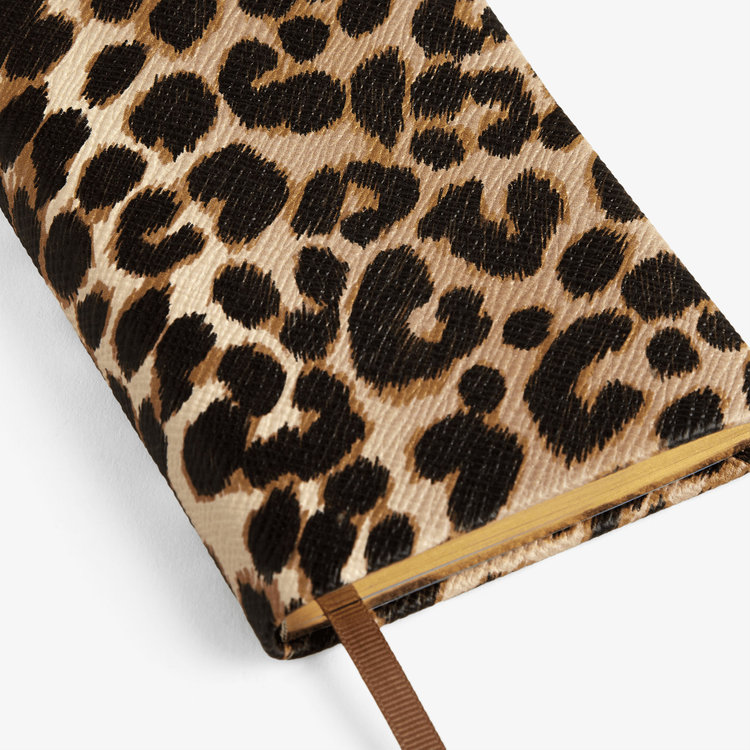 Smythson Panama Panama Leopard Notebook SAND