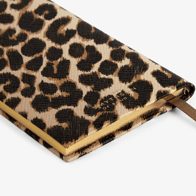 Smythson Panama Panama Leopard Notebook SAND