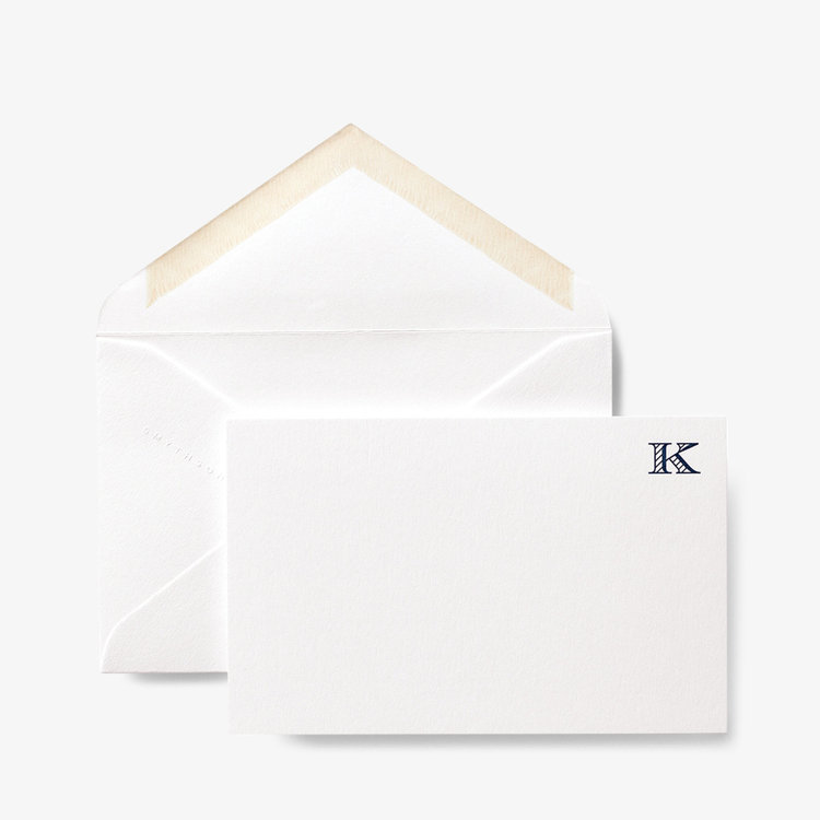 Smythson Initial K Alphabet 10 Card Set WHITE WOVE