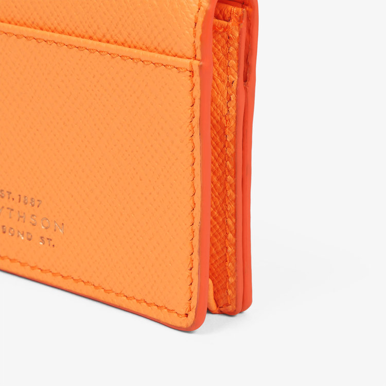 Smythson Panama Folded Card Case with Snap Closure LIGHT ORANGE