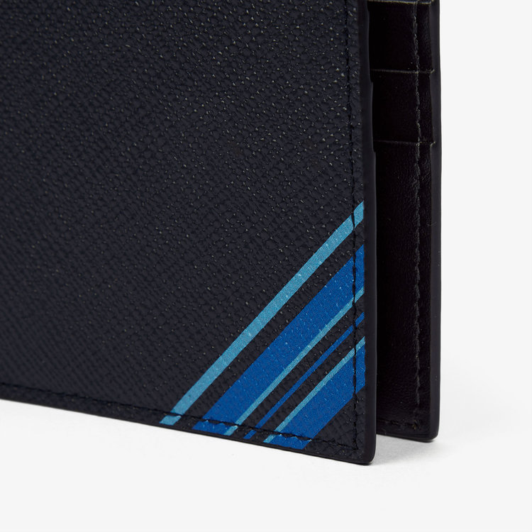 Smythson 6CC Notecase in Panama Stripe NAVY