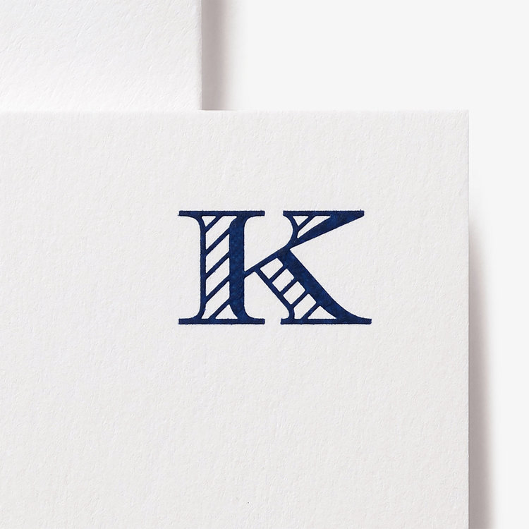 Smythson Initial K Alphabet 10 Card Set WHITE WOVE