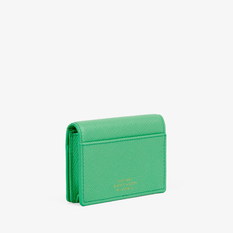 Smythson Panama Folded Card Case with Snap Closure SHAMROCK