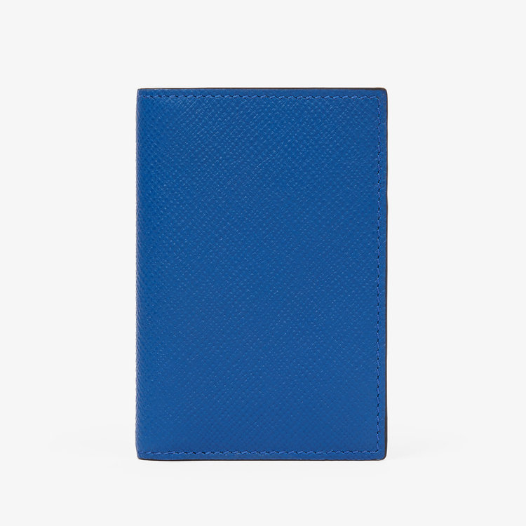 Smythson Panama 6CC Folded Card Holder CERULEAN