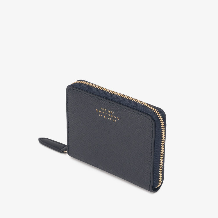 Smythson Panama Small Zip Around Purse NAVY