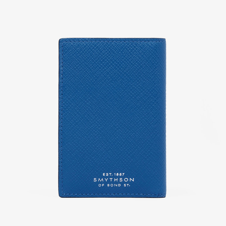Smythson Panama 6CC Folded Card Holder CERULEAN