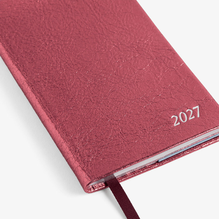 Smythson 【予約】2027 Panama Weekly Diary in Metallic Leather ROSE